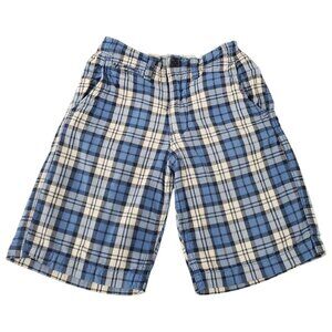 GAP Kids Boys Blue & White Check Shorts w Concealed Adjustable Waist 8 Regular